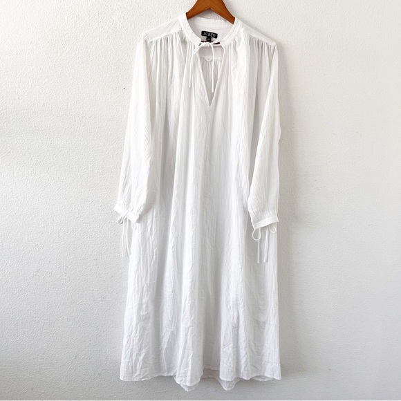 J. Crew Airy Gauze Tunic Long Sleeve Dress Midi Dress in White - Picture 2 of 9